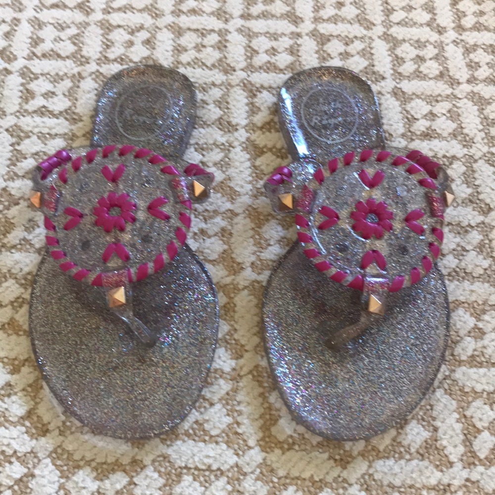 Jack Rogers “Miss Georgica” Pink Sparkly Sandals.